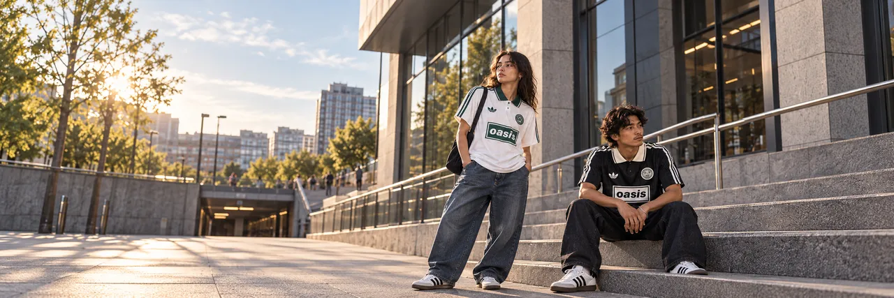 Duas pessoas com camisas casuais na escadaria