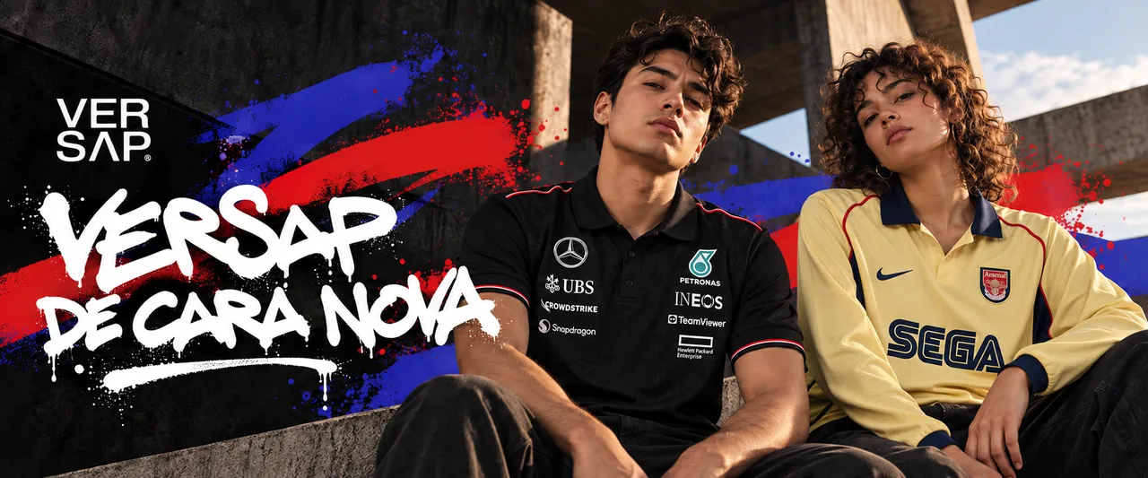 VERSAP de cara nova: casal com camisas de F1 e do Arsenal
